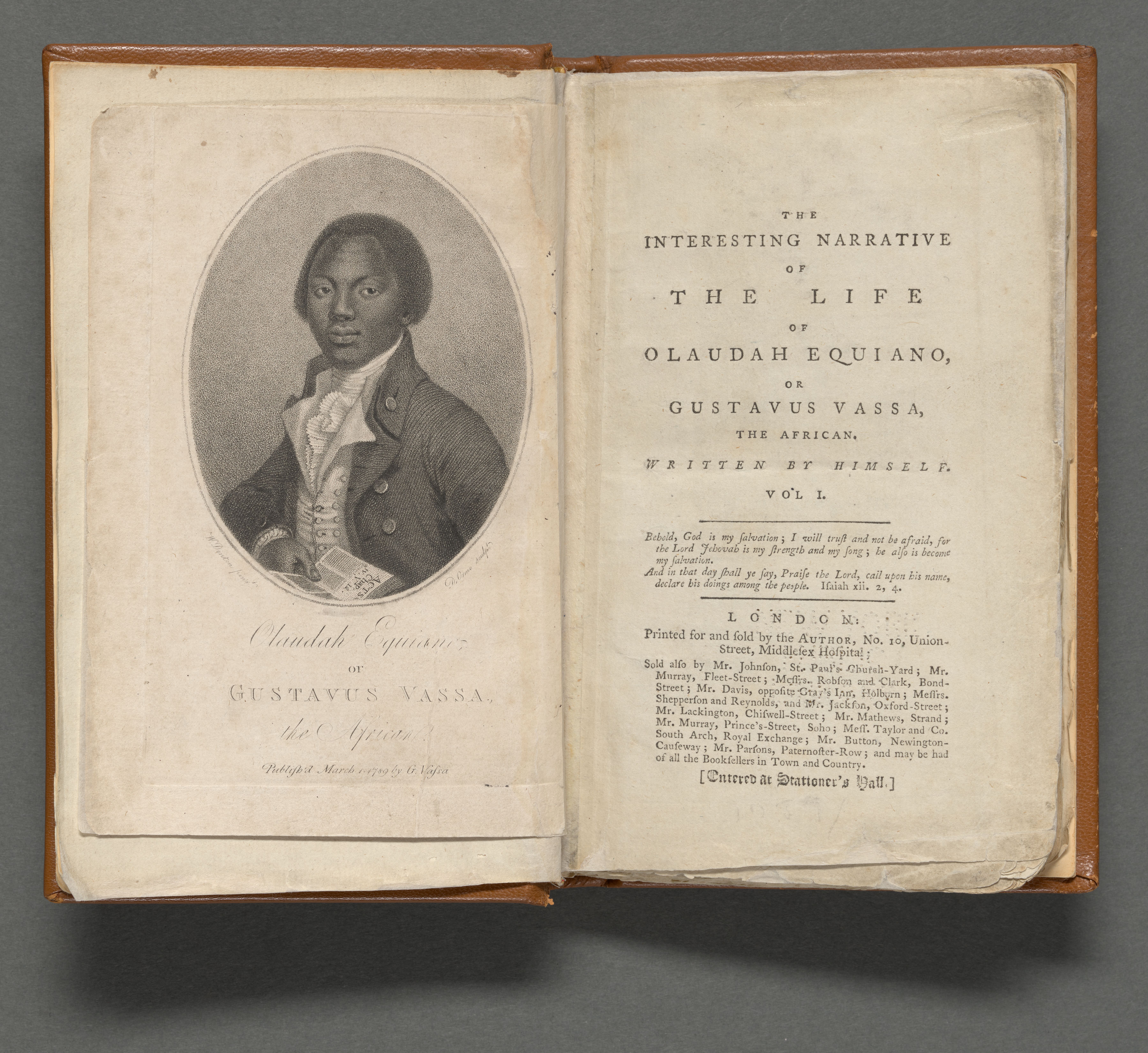 The interesting narrative of the life of Olaudah Equiano, or Gustavus Vassa, the African , [frontispiece and title page]