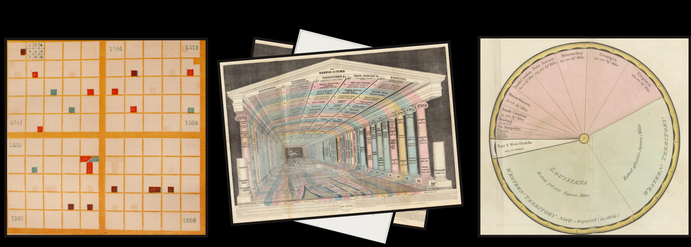 An early design for the timeline, showing images stacked by years An early design for the timeline, showing images stacked by years